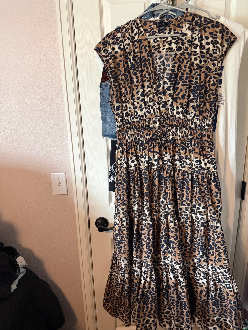 Nicole Miller Leopard Print Tiered Maxi Dress - Brown/Black/Cream